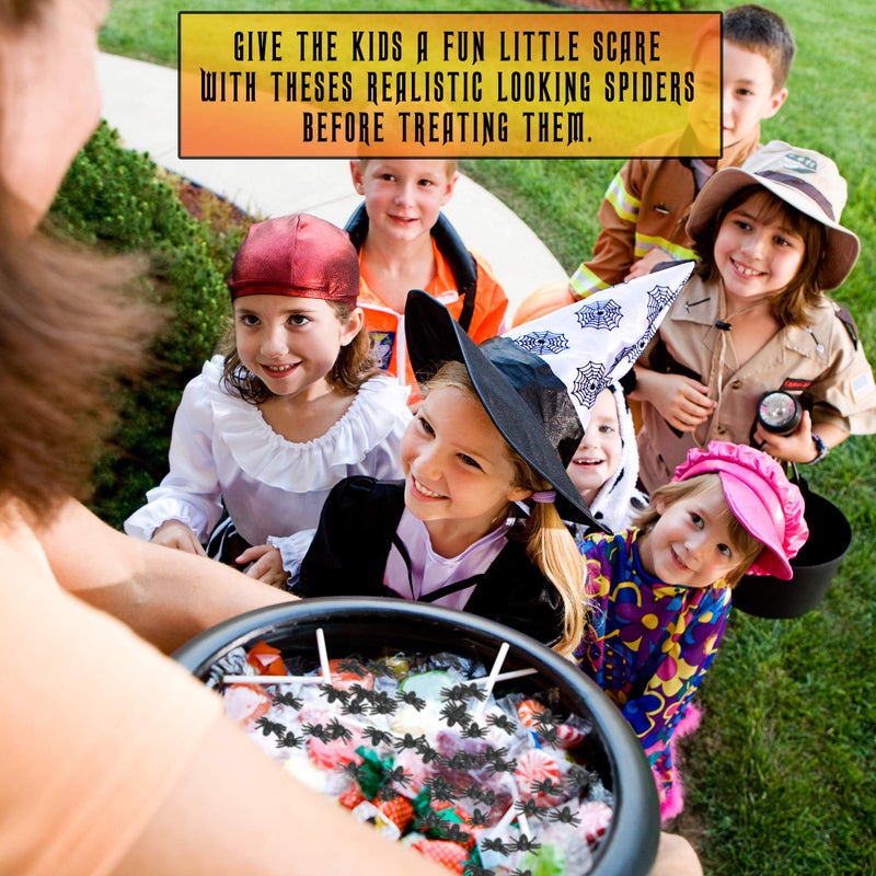 Skeleteen Mini Spiders Plastic Table Sprinkles - Realistic Fake Bugs Spider For Halloween Decorations and Favors - 144 Pieces - Image 3